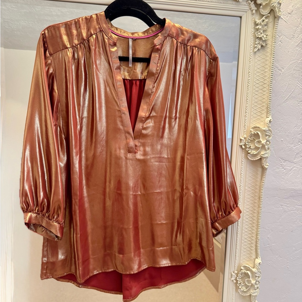 Copper silk blouse